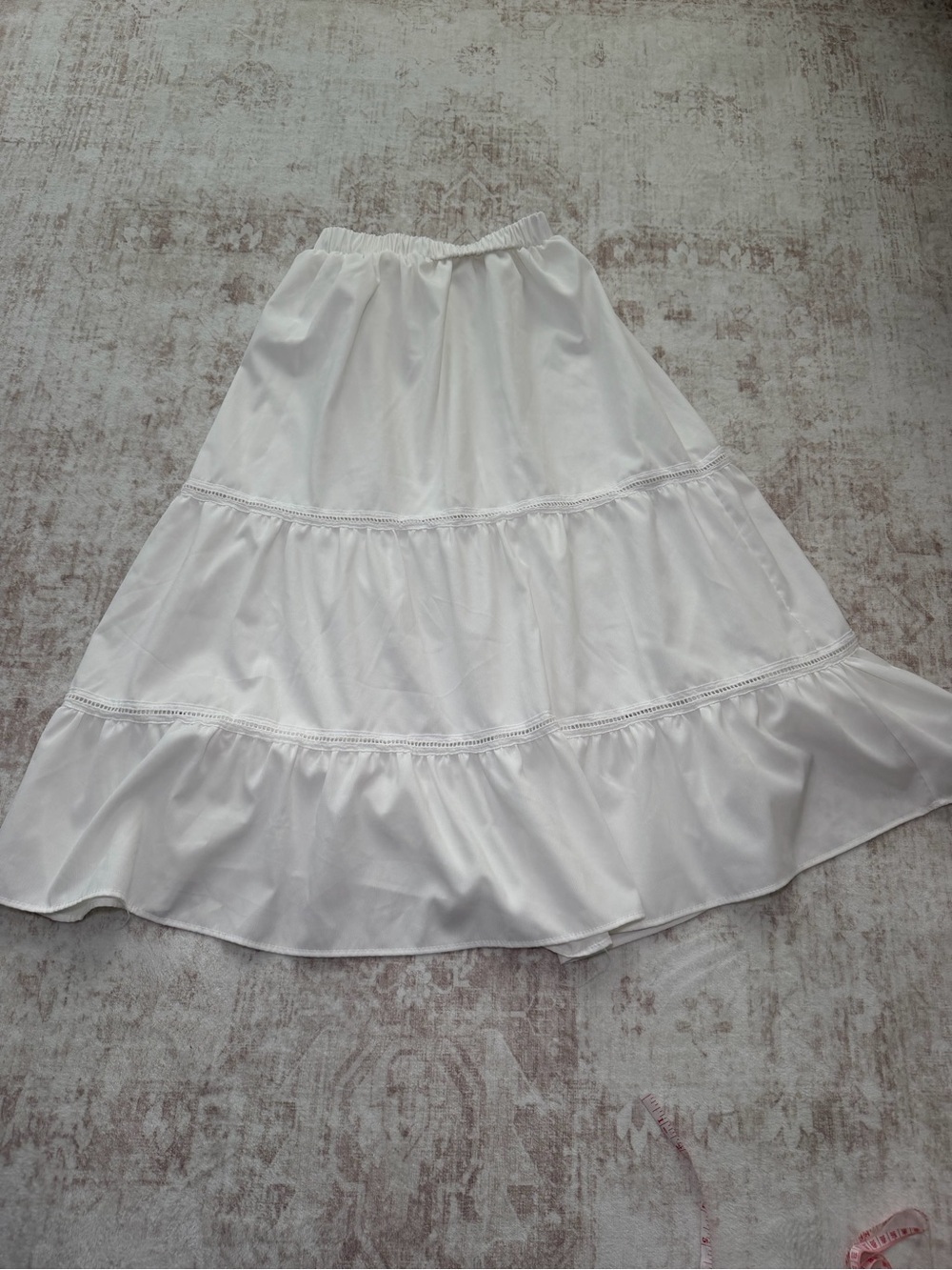 White Trim Tiered Maxi Skirt Size M/L - Picture 4 of 7